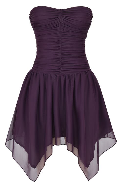 Shop Mistress Rocks Shadow Strapless Minidress In Purple