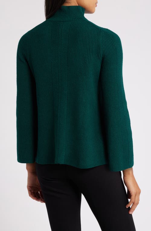 Shop Anne Klein Mock Neck Rib Sweater In Pine Forest