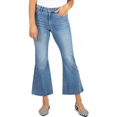 Kut From The Kloth Kelsey High Waist Slit Hem Ankle Kick Flare Jeans, Blue
