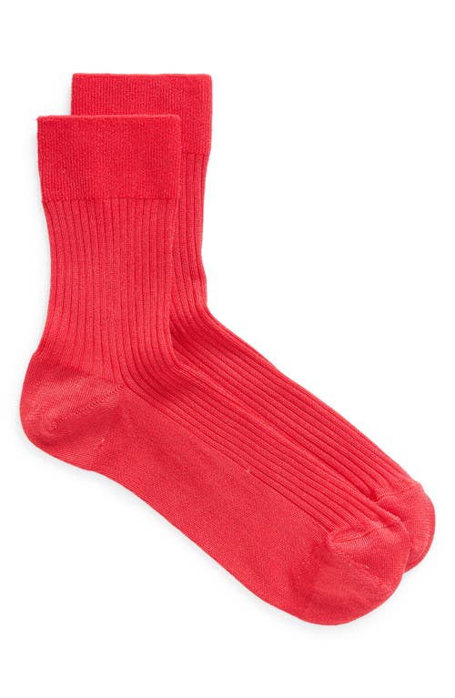 Nordstrom Shine Rib Crew Socks In Red