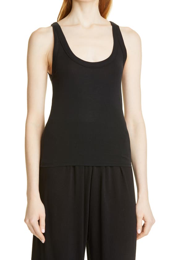 Vince Ribbed-knit Sleeveless Tank Top In Black