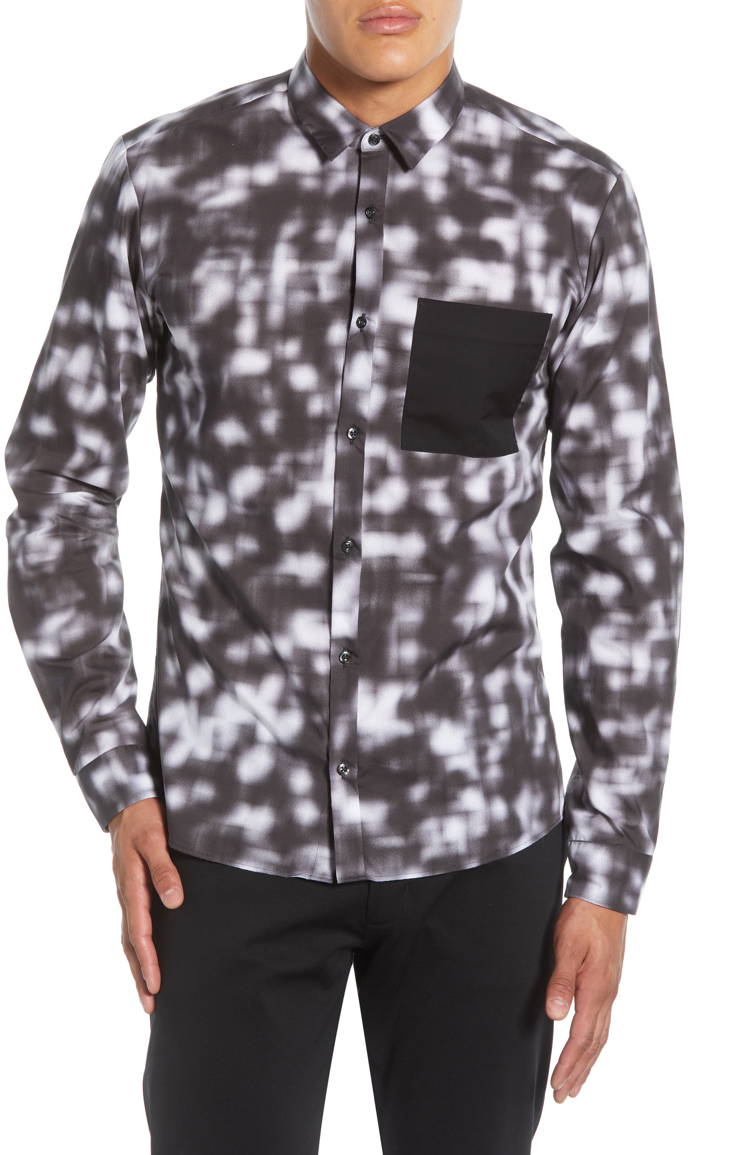 UPC 747476642999 product image for Men's Hugo Ero Slim Fit Button-Up Sport Shirt, Size Medium - Black | upcitemdb.com