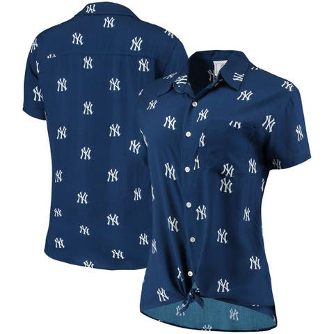 FOCO Men's Navy New York Yankees Big Logo Button-Up Shirt