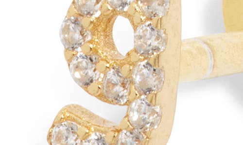 Argento Vivo Sterling Silver Pavé Cubic Zirconia Initial G Flatback Stud Earring In Gold