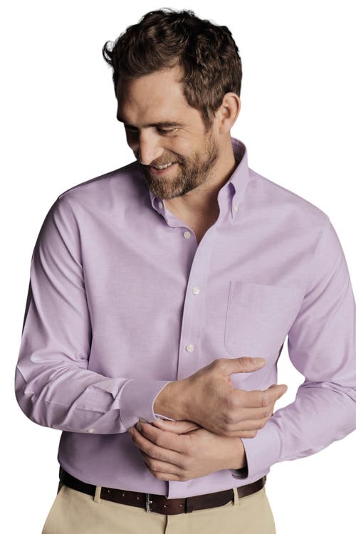 Charles Tyrwhitt Slim Fit Button-Down Collar Non-Iron Stretch Oxford Shirt Lavender Purple at Nordstrom,