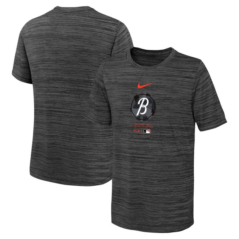 Nike Kids' Youth  Black Baltimore Orioles City Connect Practice Graphic Performance T-shirt In Gray