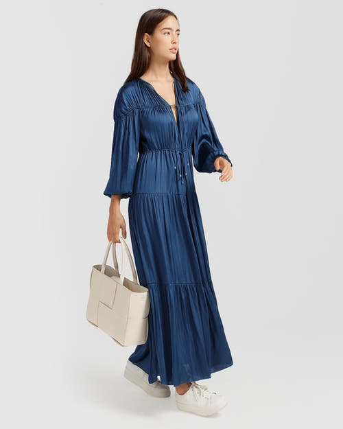 Belle & Bloom Window Seat Tiered Maxi Dress In Blue