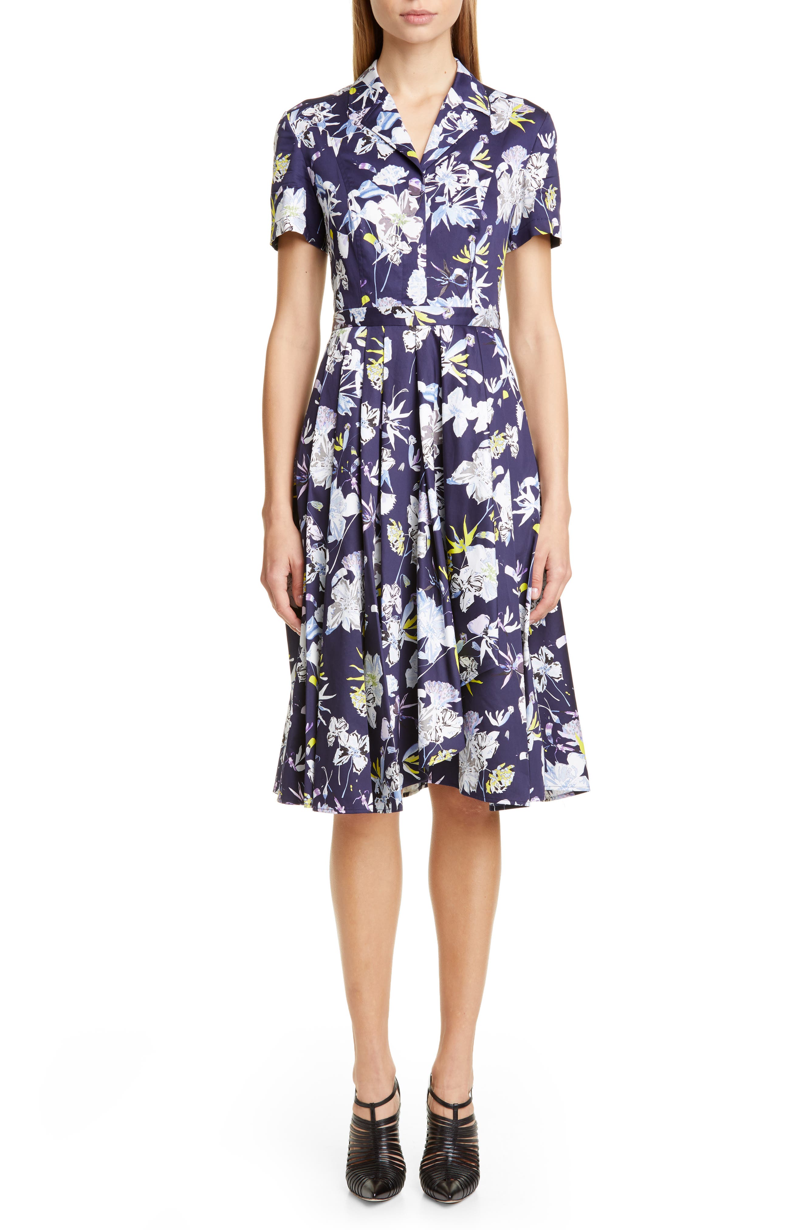 Jason Wu Collection Floral Print Cotton Dress, Blue