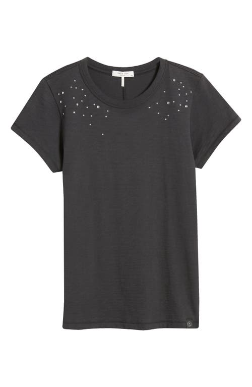 Shop Rag & Bone Studded Cotton Crewneck T-shirt In Black