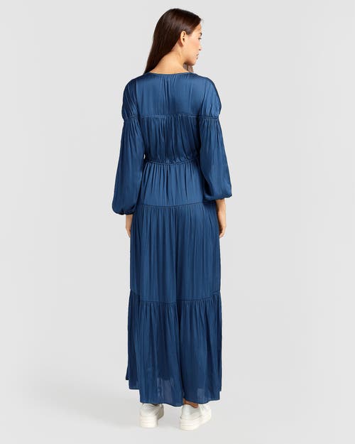Belle & Bloom Window Seat Tiered Maxi Dress In Blue