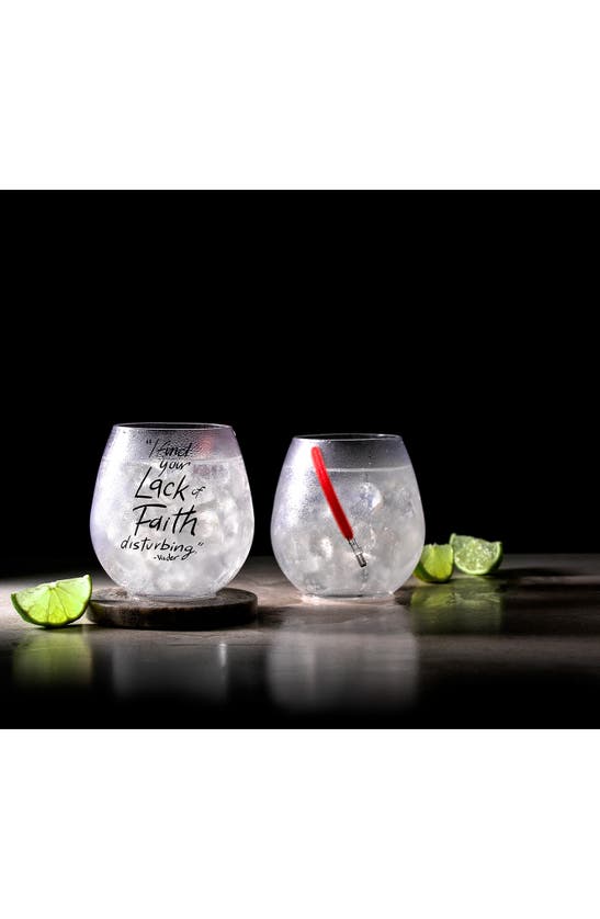 Joyjolt Lightsaber Stemless Drinking Glassware In Clear/ Red