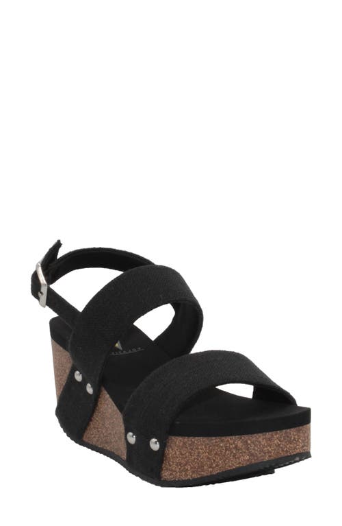 Summer Love Platform Wedge Sandal in Black Fabric