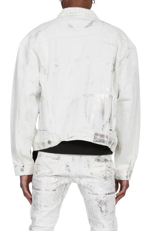 Purple Brand White X-ray Iridescent Bomber Jacket In Wave Foil