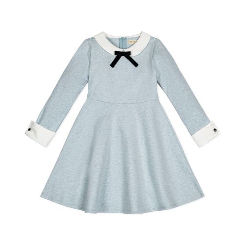 Shop Hope & Henry Baby Girls' French Look Ponte Dress With Bow, Infant In Dusty Blue Heather