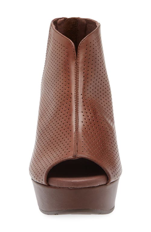 Chocolat Blu Walee Peep Toe Platform Bootie In Dark Brown Leather