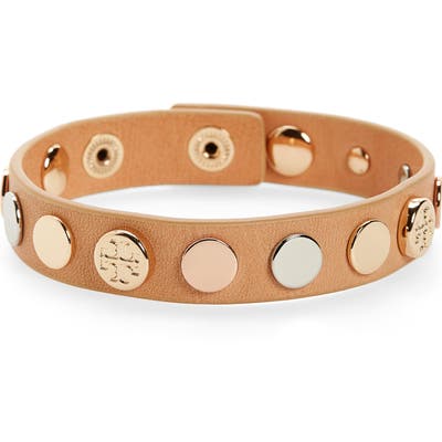 Tory Burch Logo Studded Single Wrap Bracelet