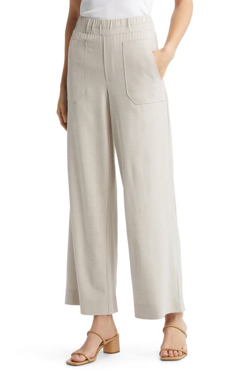 High Waist Patch Pocket Wide Leg Pants in Stone