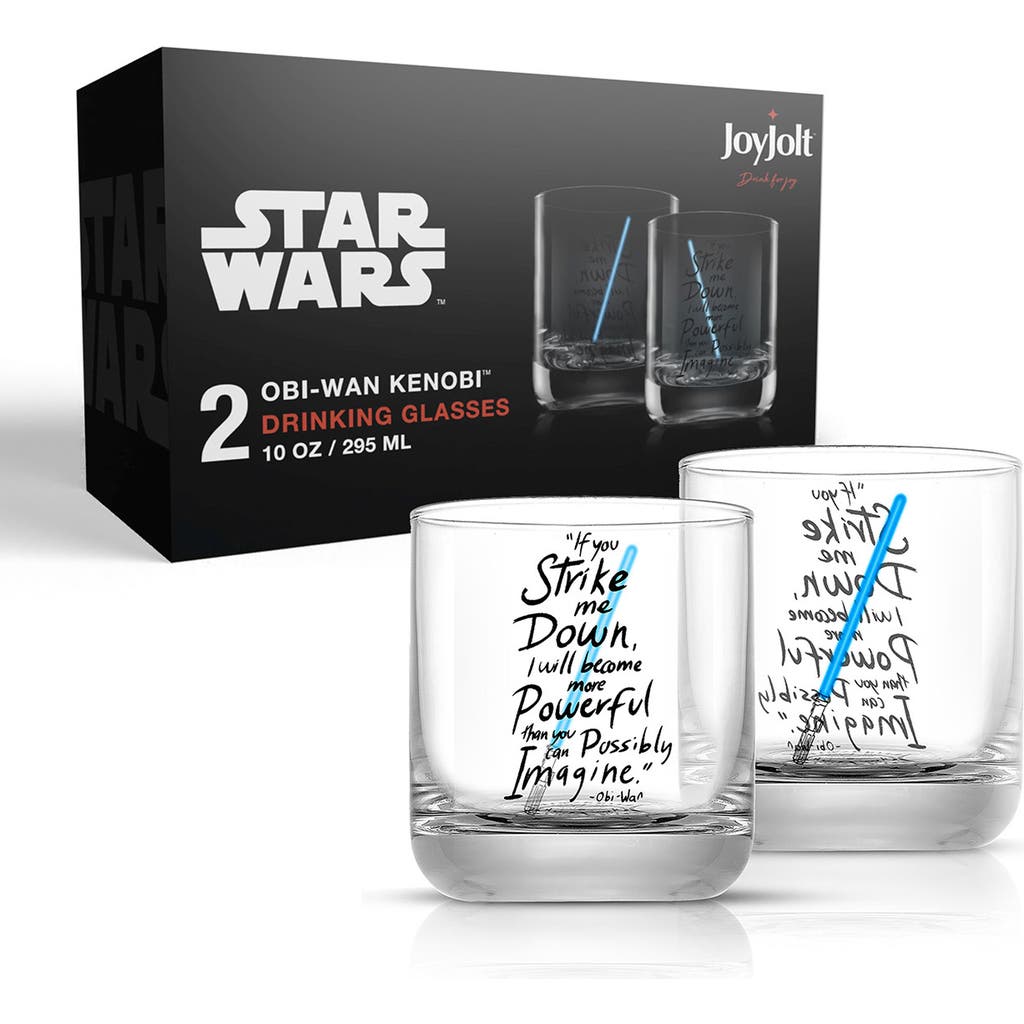 Shop Joyjolt Set Of 2 Star Wars™ Obi-wan Kenobi™ Rocks Glass In Clear/blue