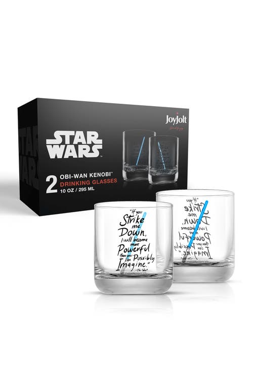 Shop Joyjolt Set Of 2 Star Wars™ Obi-wan Kenobi™ Rocks Glass In Clear/blue