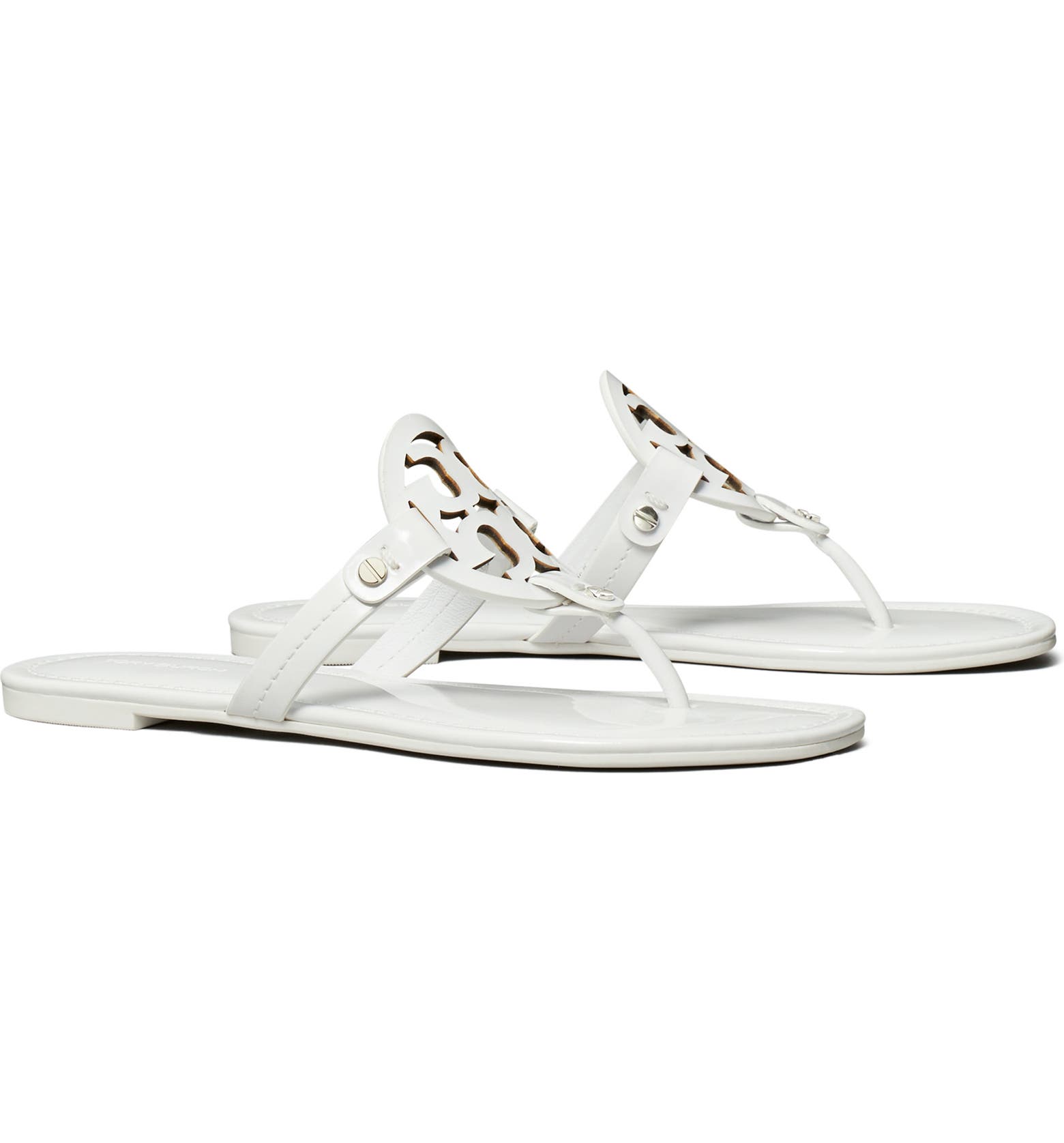 White Tory Burch Miller Leather Sandals