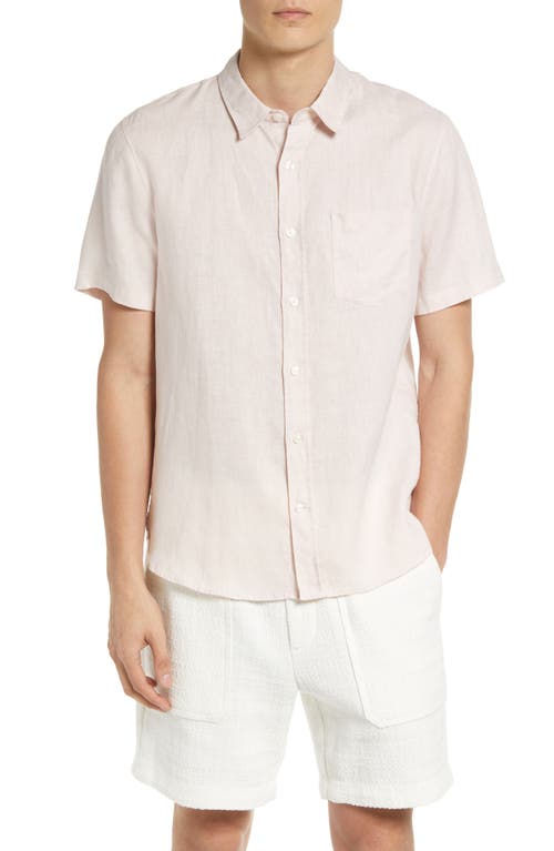 Classic Fit Short Sleeve Linen Shirt in Rosewater