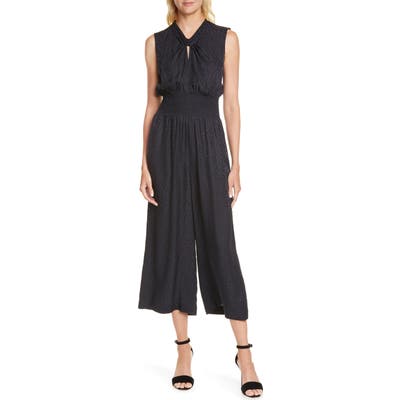 Rebecca Taylor Sleeveless Cheetah Jacquard Jumpsuit, Black
