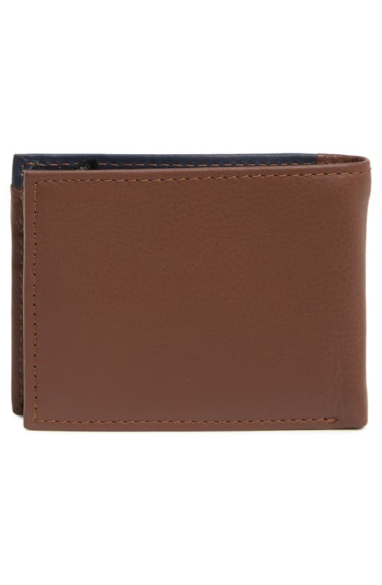 Shop Robert Graham Coupe Leather Passcase Wallet In Tan/ Navy