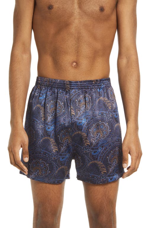 Paisley Silk Boxers in Midnight