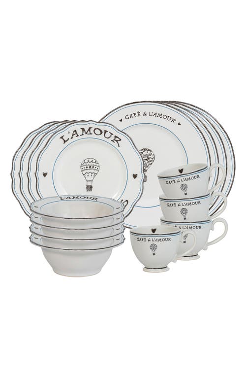 Juliska L'Amour Toujours 16-Piece Dinnerware Set in Whitewash Black at Nordstrom