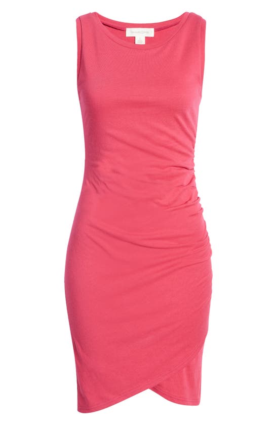Treasure & Bond Ruched Side Sleeveless Dress In Pink Vivacious