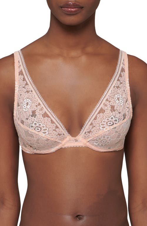 Shop Simone Perele Festive Triangle Underwire Plunge Bra In Ballet Pink