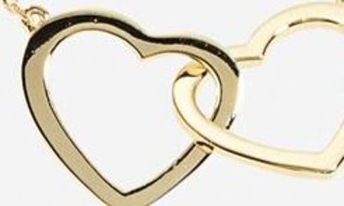 Argento Vivo Sterling Silver Double Open Heart Necklace In Gold