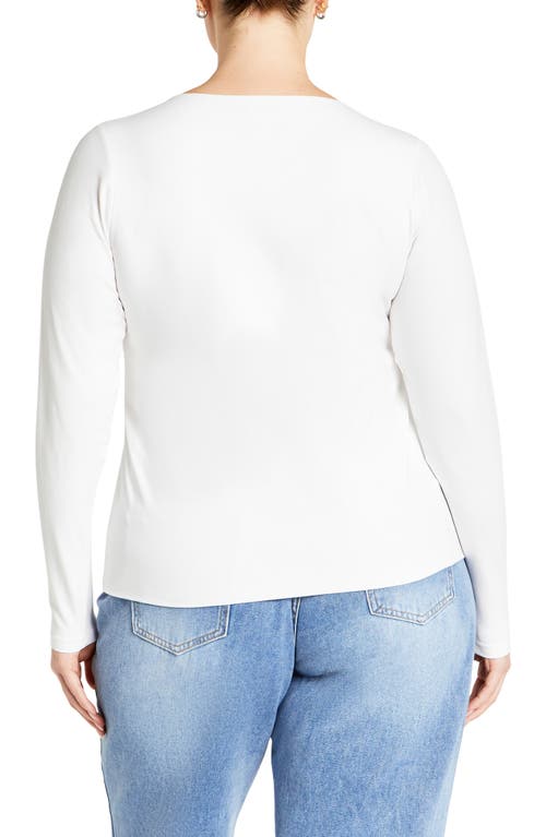 Shop City Chic Liz Scoop Neck Jersey Top In White