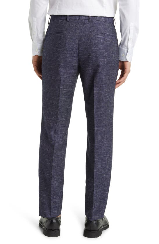 Shop Hugo Boss Boss Genius Virgin Wool Blend Flat Front Dress Pants In Dark Blue