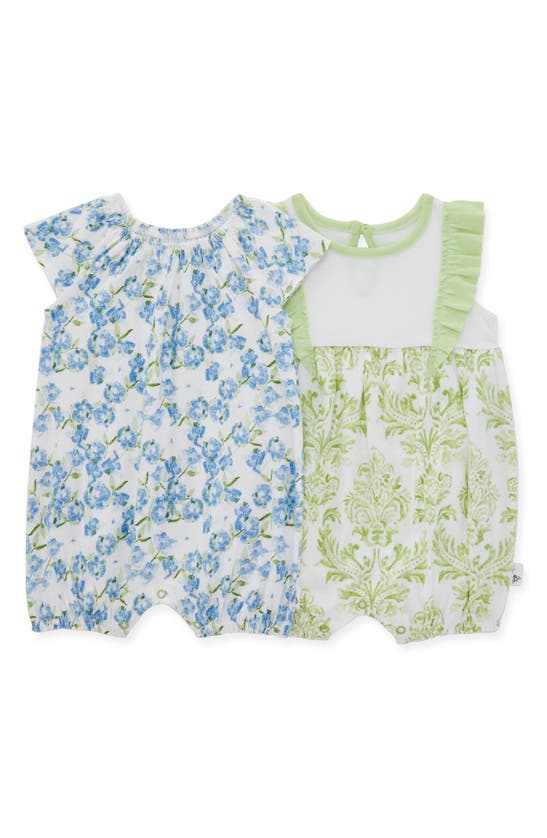 Burt's Bees Baby Babies' Assorted 2-pack Rose Garden Bubble Rompers In Cloud