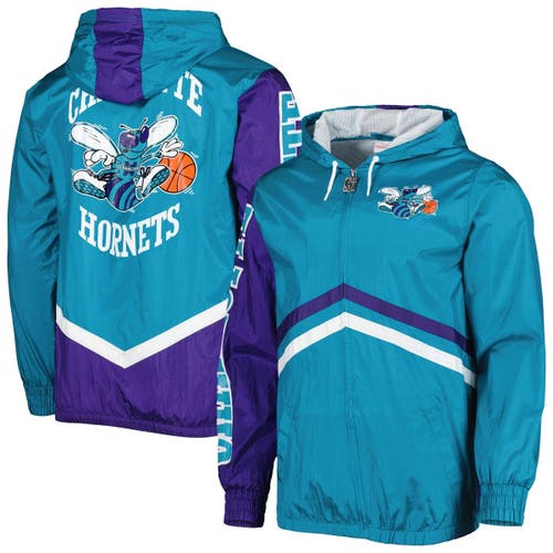 Men's Mitchell & Ness Teal Charlotte Hornets Undeniable Full-Zip Windbreaker Jacket
