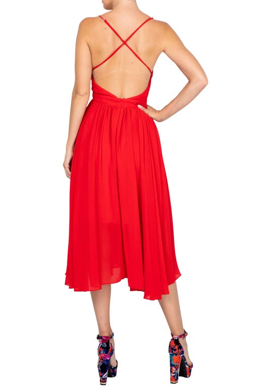 Meghan La Women's Enchanted Garden Floral Chiffon Midi Dress In Cherry