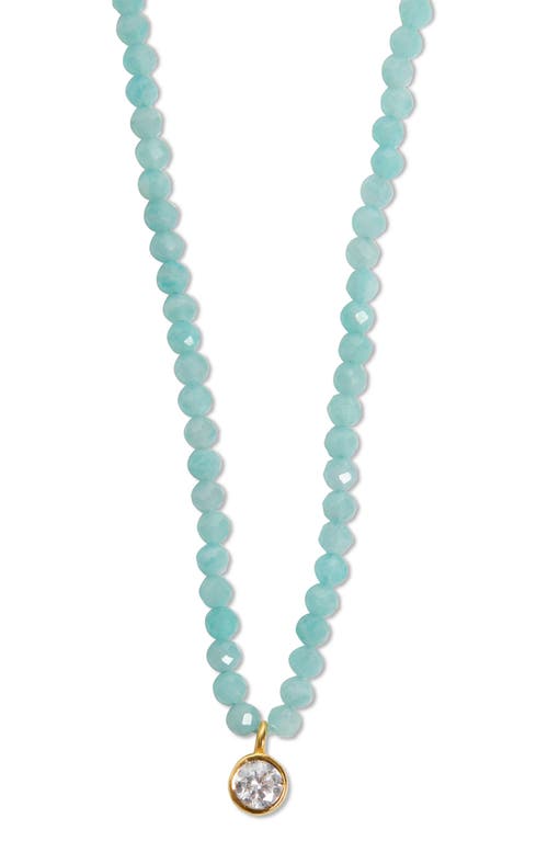 Shop Argento Vivo Sterling Silver Stone Pendant Beaded Necklace In Gold/amazonite