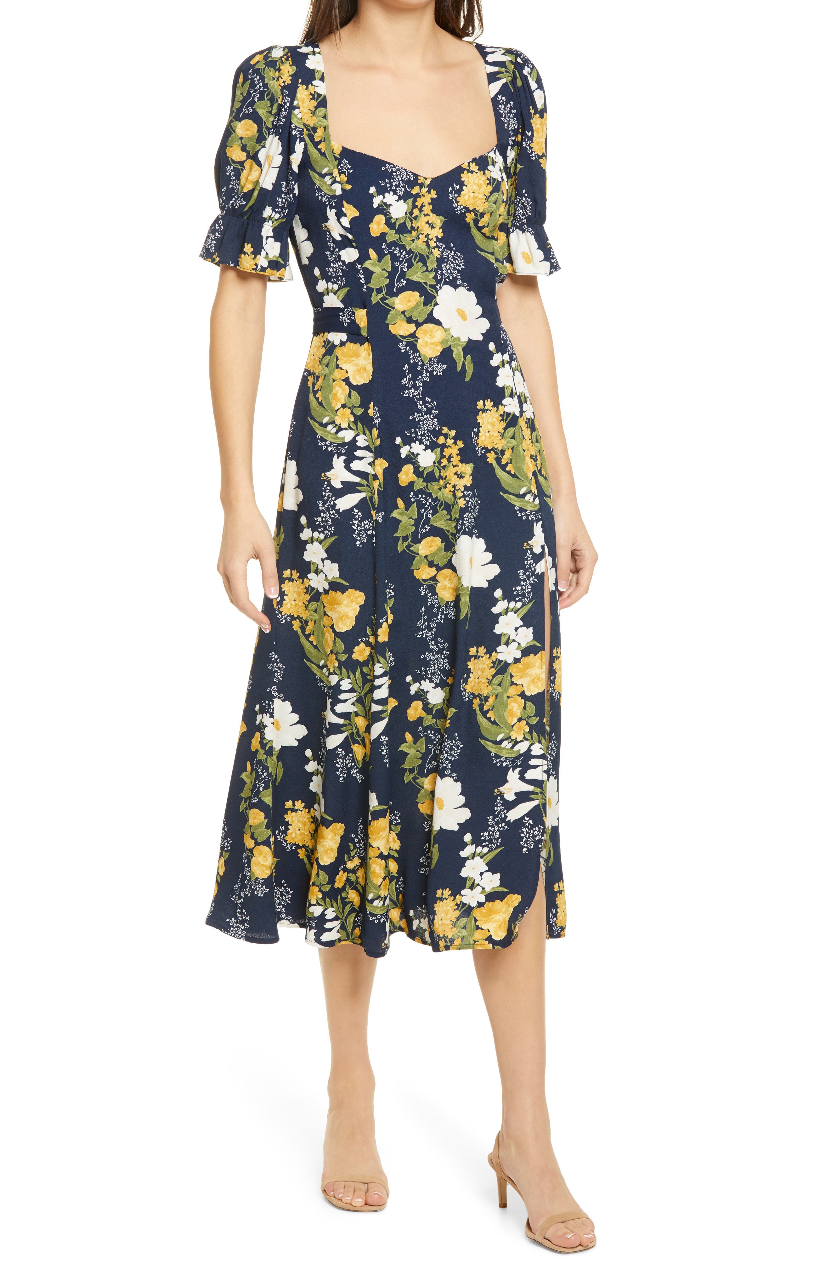 Reformation Dulcie Floral Short Sleeve Midi Dress In Graciella | ModeSens