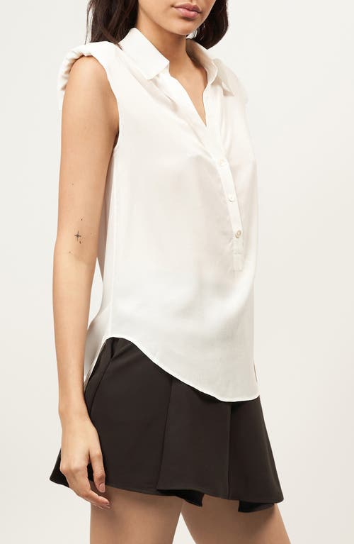 Shop Equipment Nataly Padded Shoulder Sleeveless Silk Top In Nature White