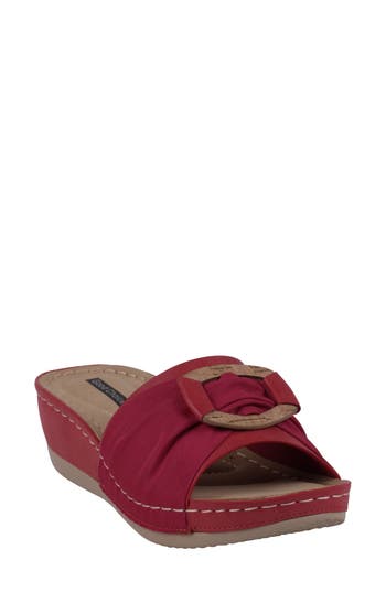 Good Choice New York Ellen Platform Wedge Slide Sandal In Red