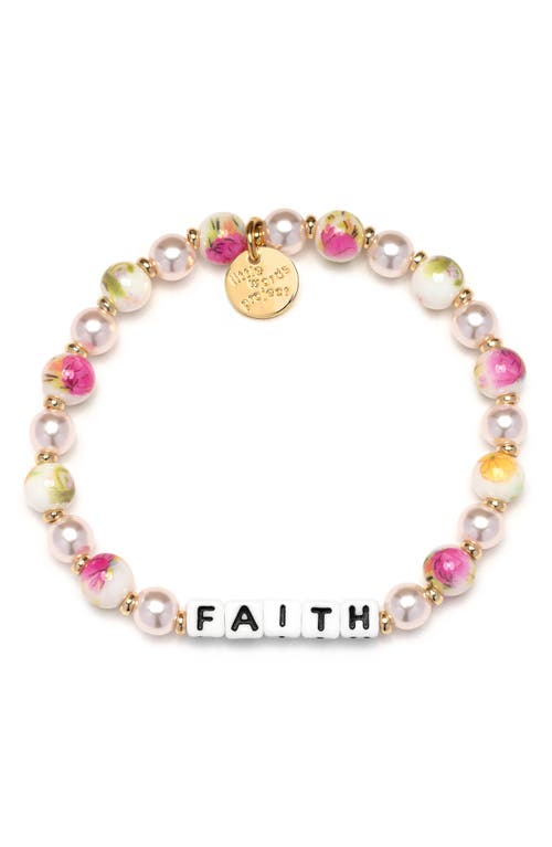 Little Words Project Faith Beaded Stretch Bracelet in Pink Multi 