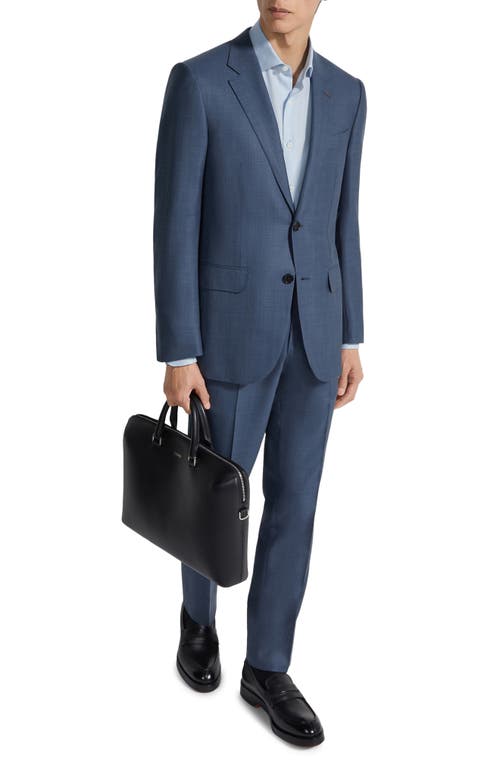 Shop Zegna Centoventimilia Subtle Plaid Wool Suit In Steel Blue