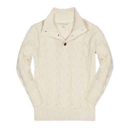 Hope & Henry Boys' Organic Mock Neck Cable Sweater, Kids In Chunky Ivory Cable