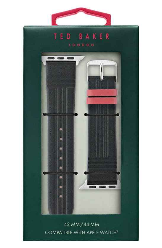 Shop Ted Baker London Leather 22mm Apple Watch® Watchband In Black