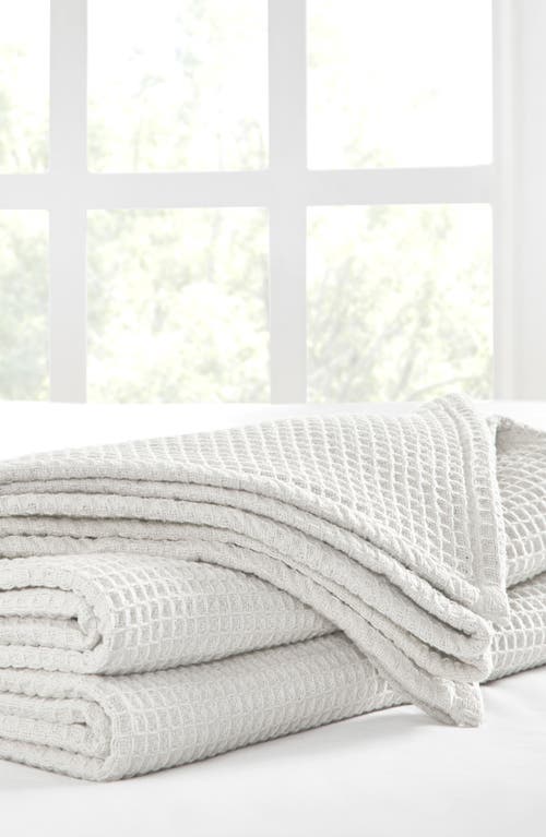 Tahari Samantha Cotton Waffle Knit Blanket In Bright White