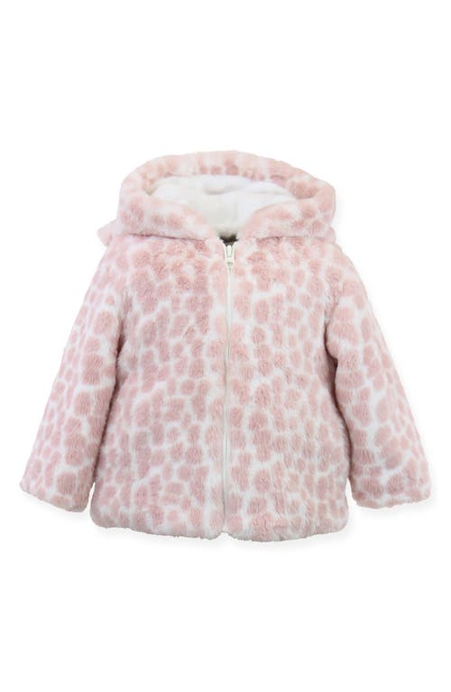 Widgeon Giraffe Print Faux Fur Hooded Jacket Pink at Nordstrom,