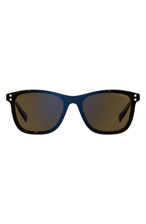 levi's 53mm Mirrored Rectangle Sunglasses in Havana/Kaki Mirror Blue