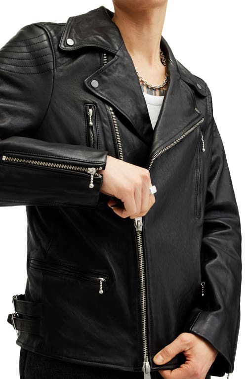 Shop Allsaints Thurman Leather Biker Jacket In Black