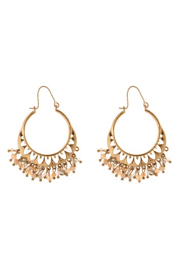 Zaxie By Stefanie Taylor Shaky Beaded Filigree Hoop Earrings In Gold